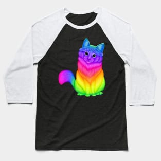 Neon Rainbow cat Baseball T-Shirt